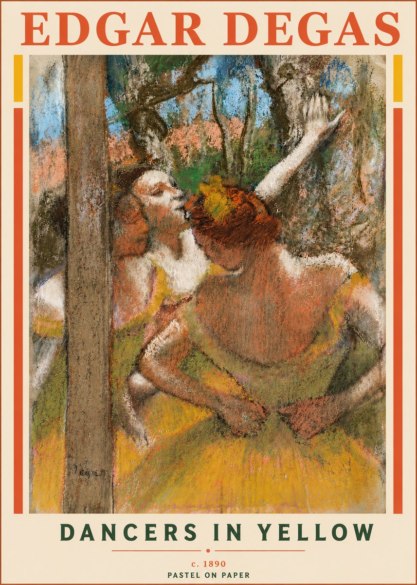 Edgar Degas Dancers in Yellow No6 - Poster