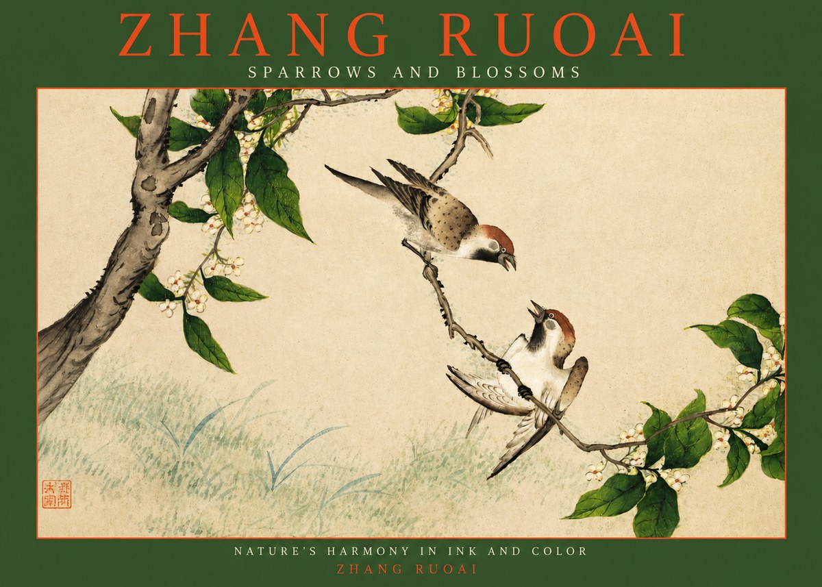 Zhang Ruoai Sparrows and Blossoms No2 - Poster