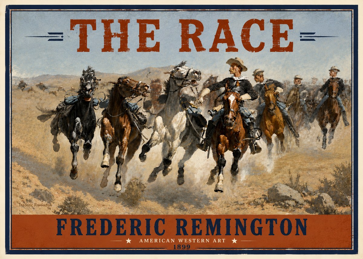 Frederic Remington The Race I No6 - Poster