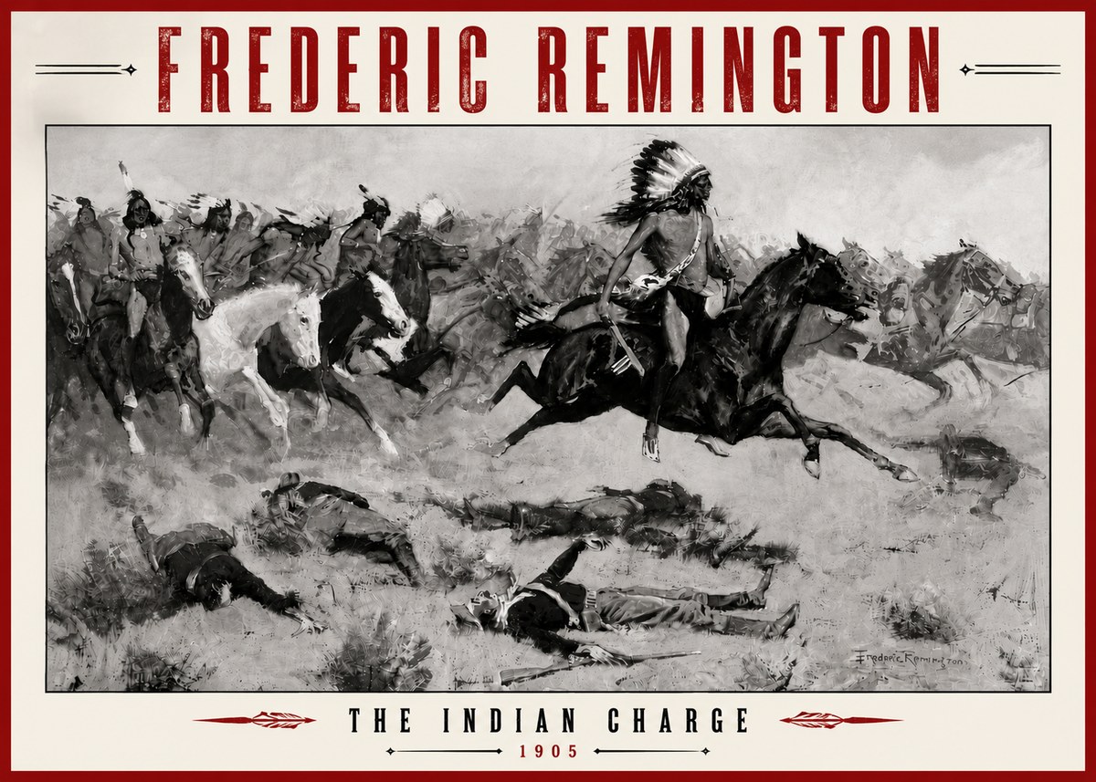 Frederic Remington The Indian Charge No6 - Poster