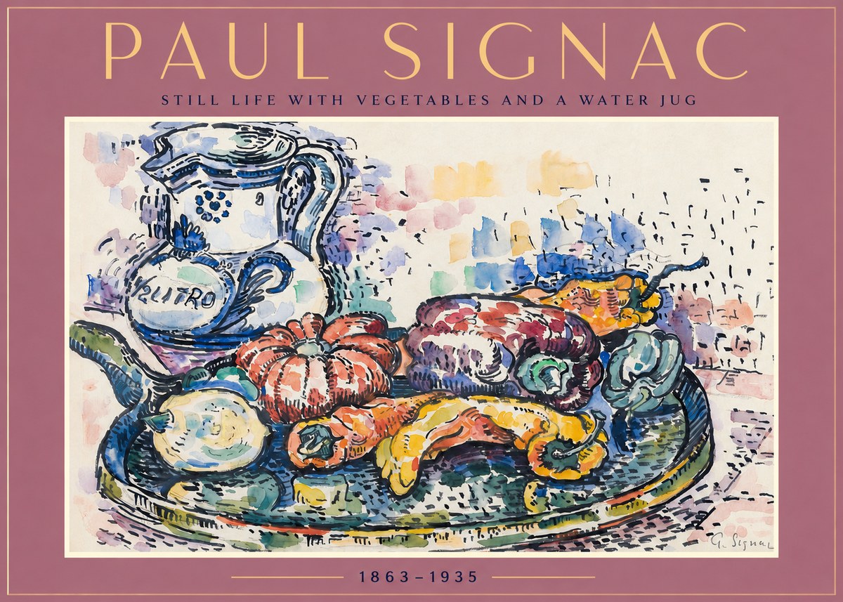 Signac Still Life with Vegetables and a Water Jug No2 - Poster