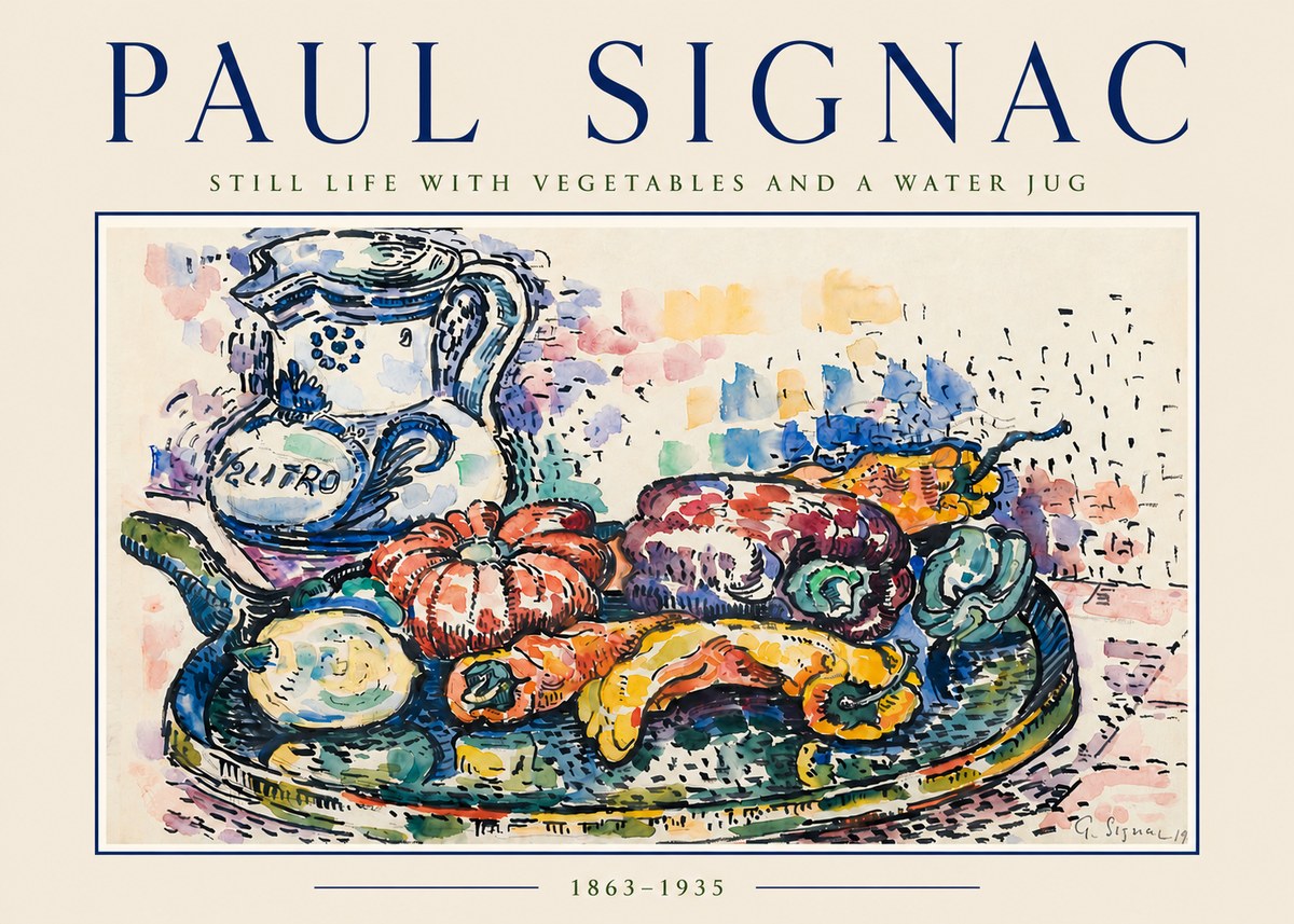Signac Still Life with Vegetables and a Water Jug No3 - Poster