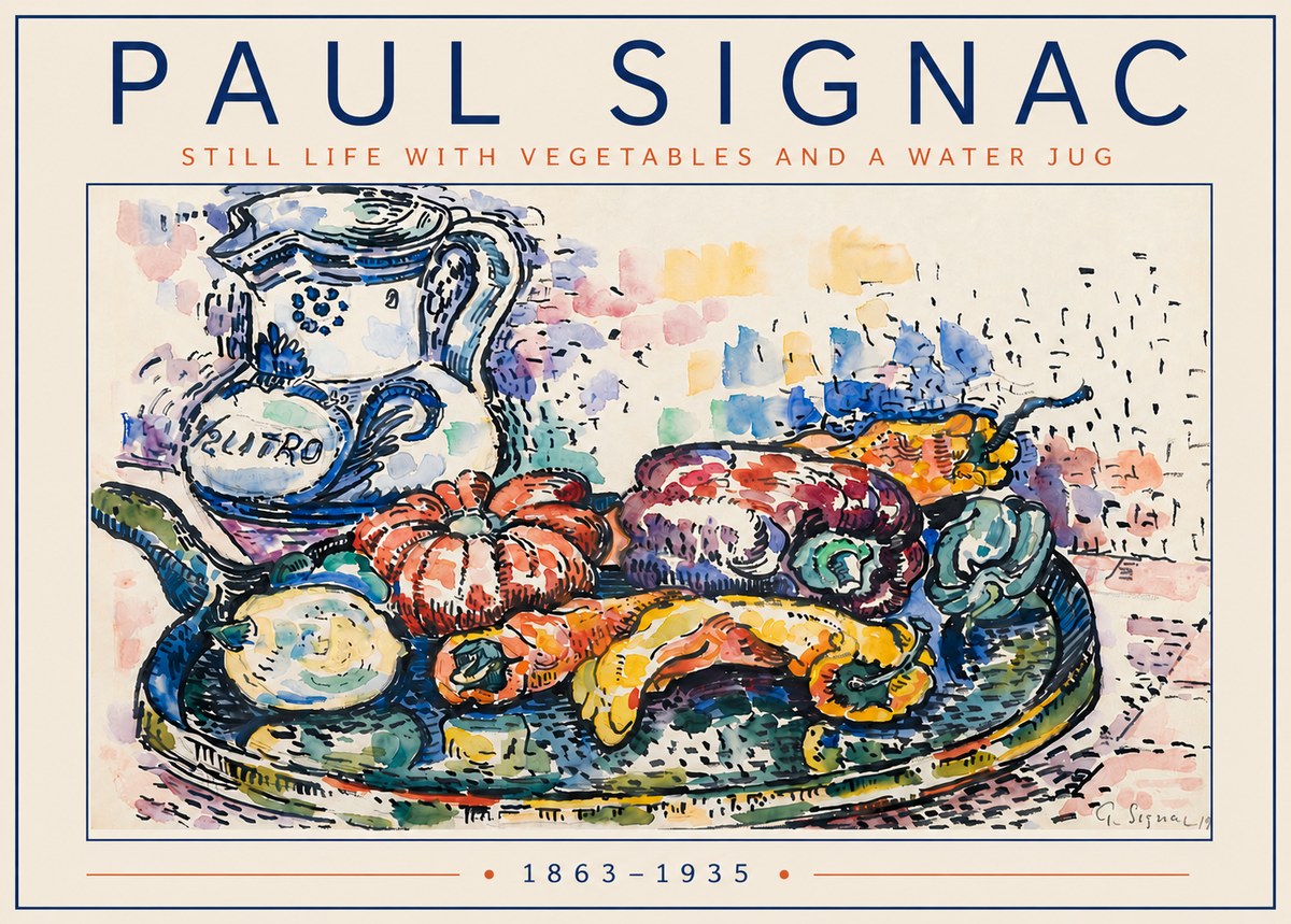 Signac Still Life with Vegetables and a Water Jug No5 - Poster