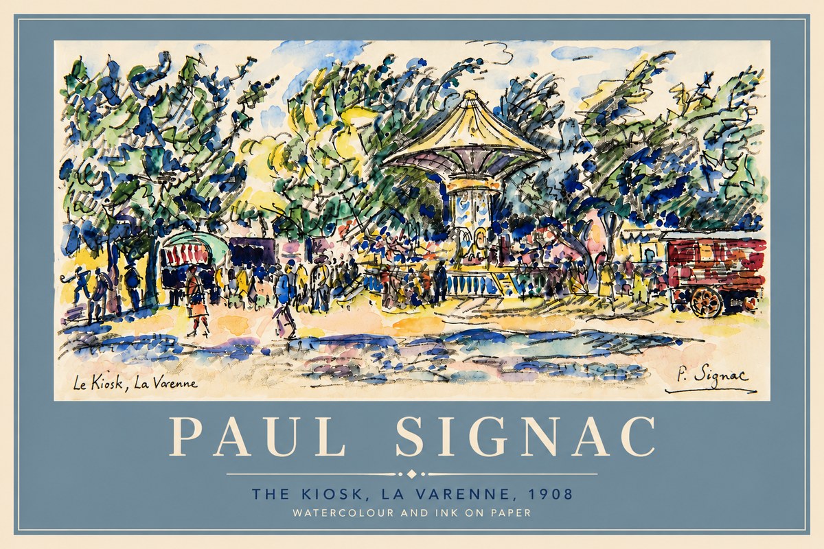 Signac The Kiosk, La Varenne, 1908 No5 - Poster