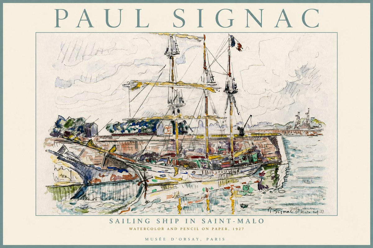 Signac Sailing Ship in Saint-malo No6 - Poster