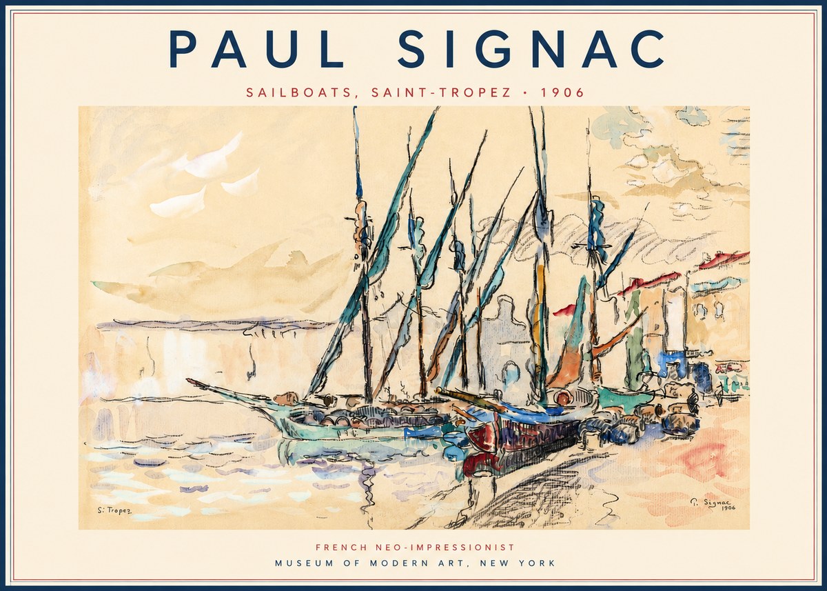 Signac Sailboats, Saint-tropez No3 - Poster