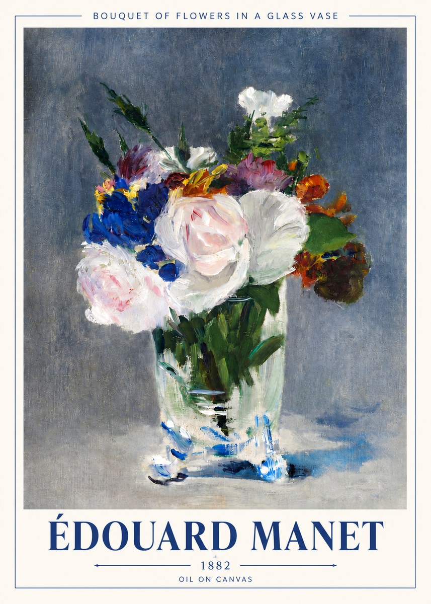 Édouard Manet Bouquet of Flowers in a Glass Vase No4 - Poster