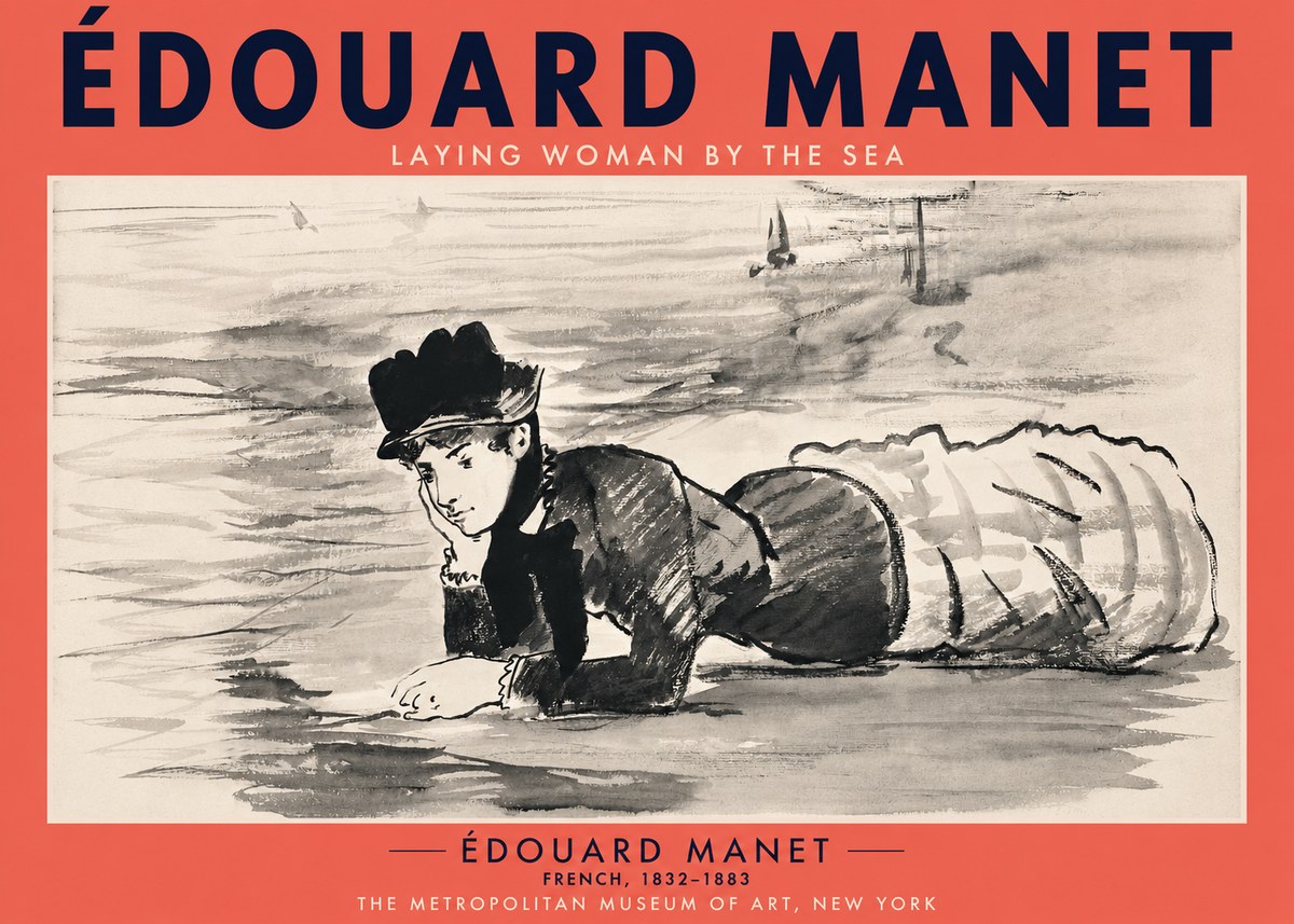 Édouard Manet Laying Woman by the Sea No2 - Poster