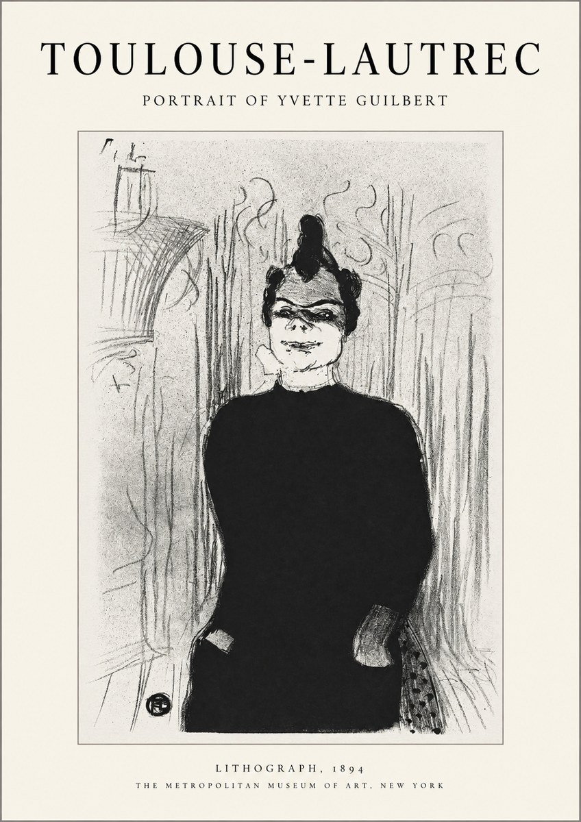 Toulouse-Lautrec Portrait of Yvette Guilbert No2 - Poster