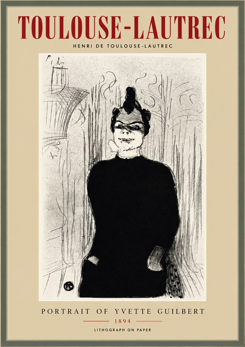 Toulouse-Lautrec Portrait of Yvette Guilbert No3 - Poster