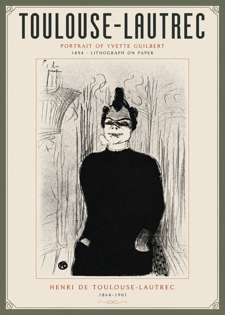 Toulouse-Lautrec Portrait of Yvette Guilbert No5 - Poster
