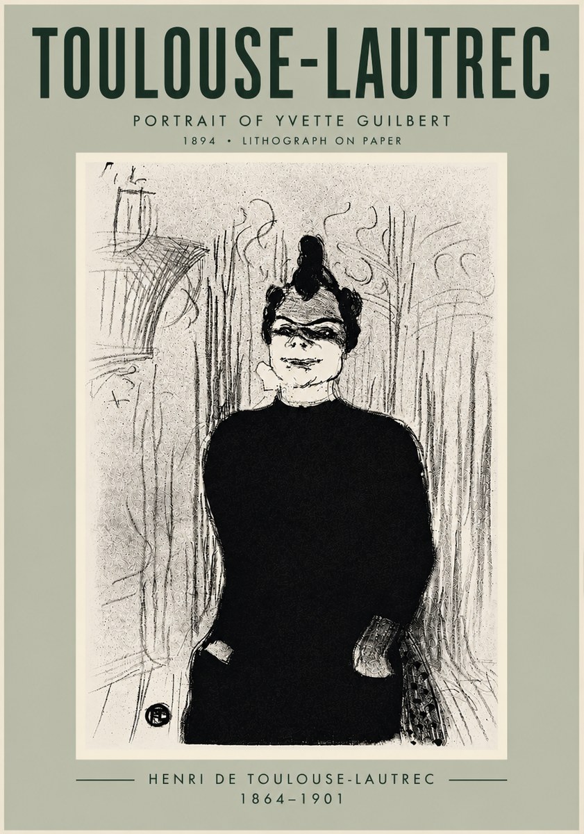 Toulouse-Lautrec Portrait of Yvette Guilbert No6 - Poster