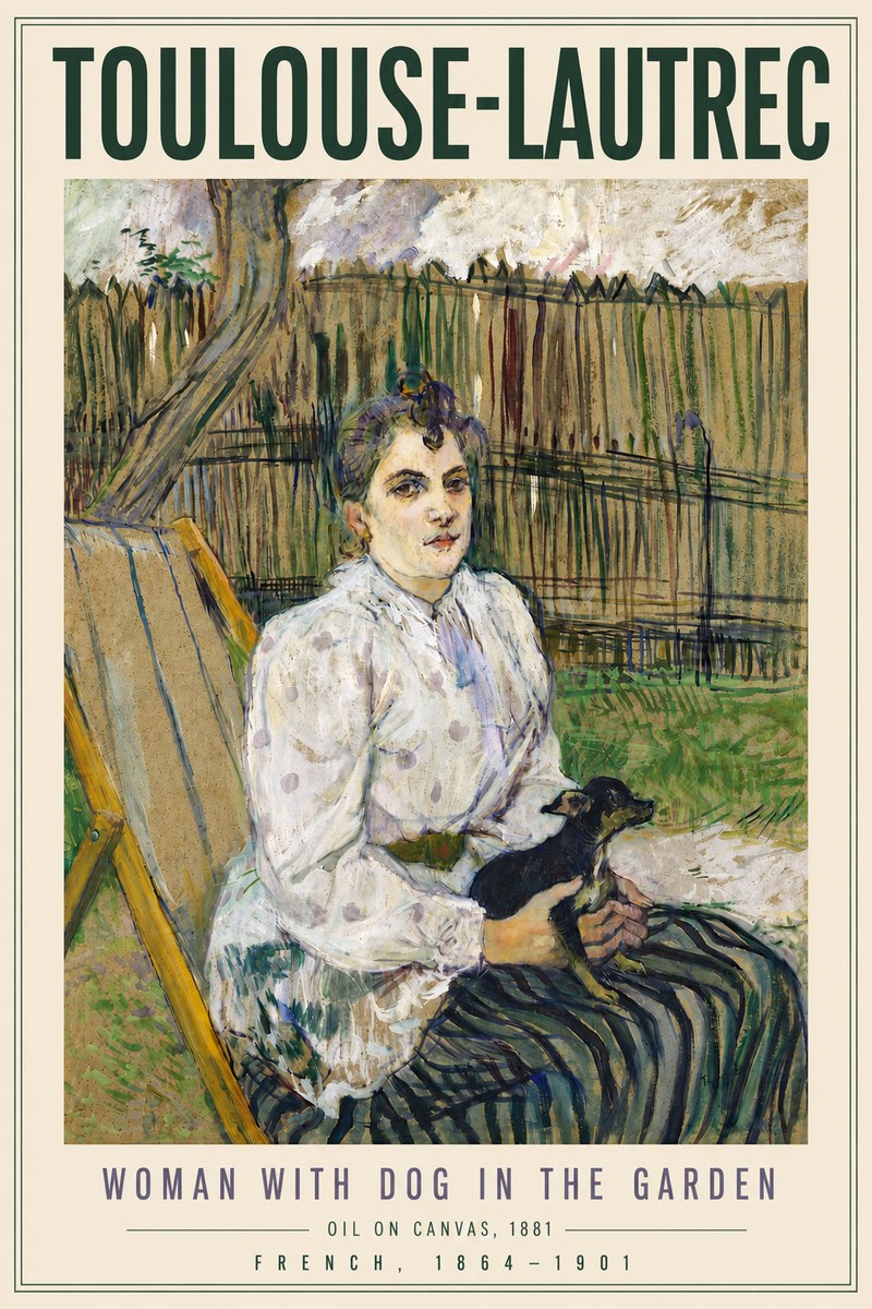 Toulouse-Lautrec Woman with Dog in the Garden No6 - Poster