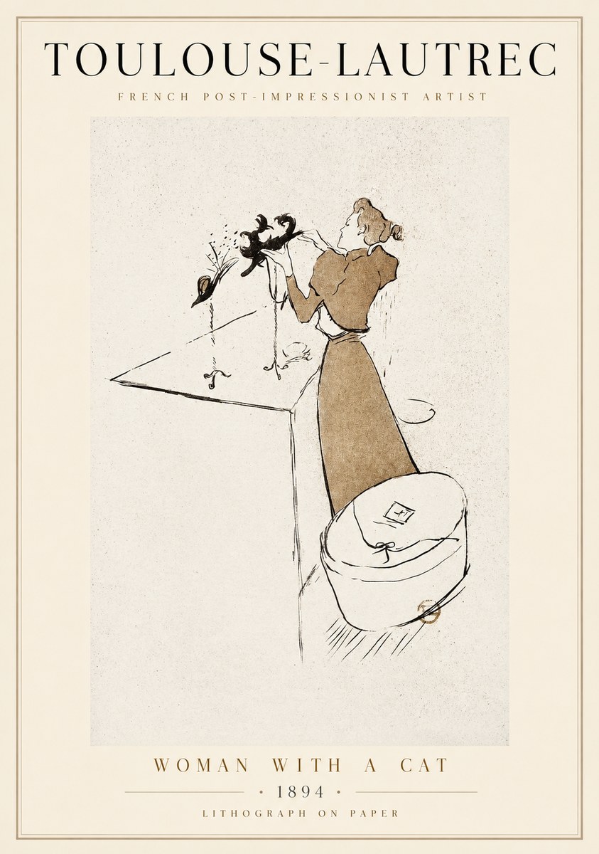 Toulouse-Lautrec Woman with a Cat No1 - Poster
