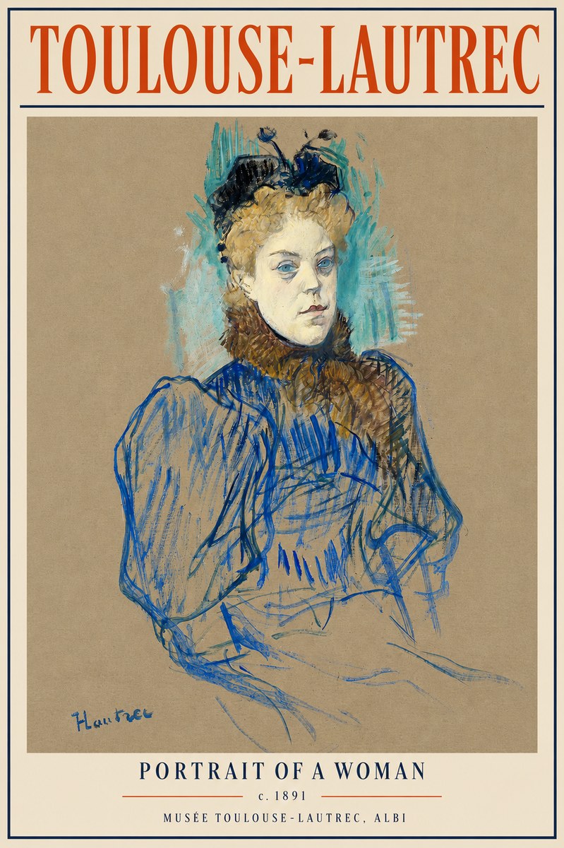 Toulouse-Lautrec Portrait of a Woman II No5 - Poster