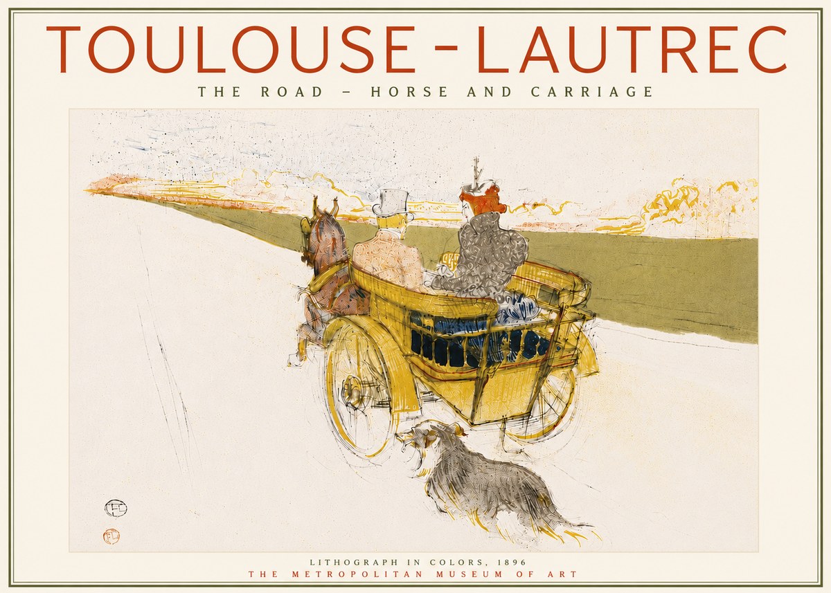 Toulouse-Lautrec The Road - Horse and Carriage No6 - Poster