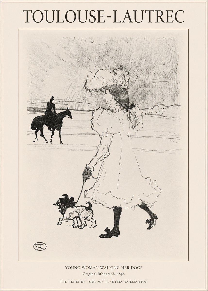 Toulouse-Lautrec Young Woman Walking Her Dogs No1 - Poster