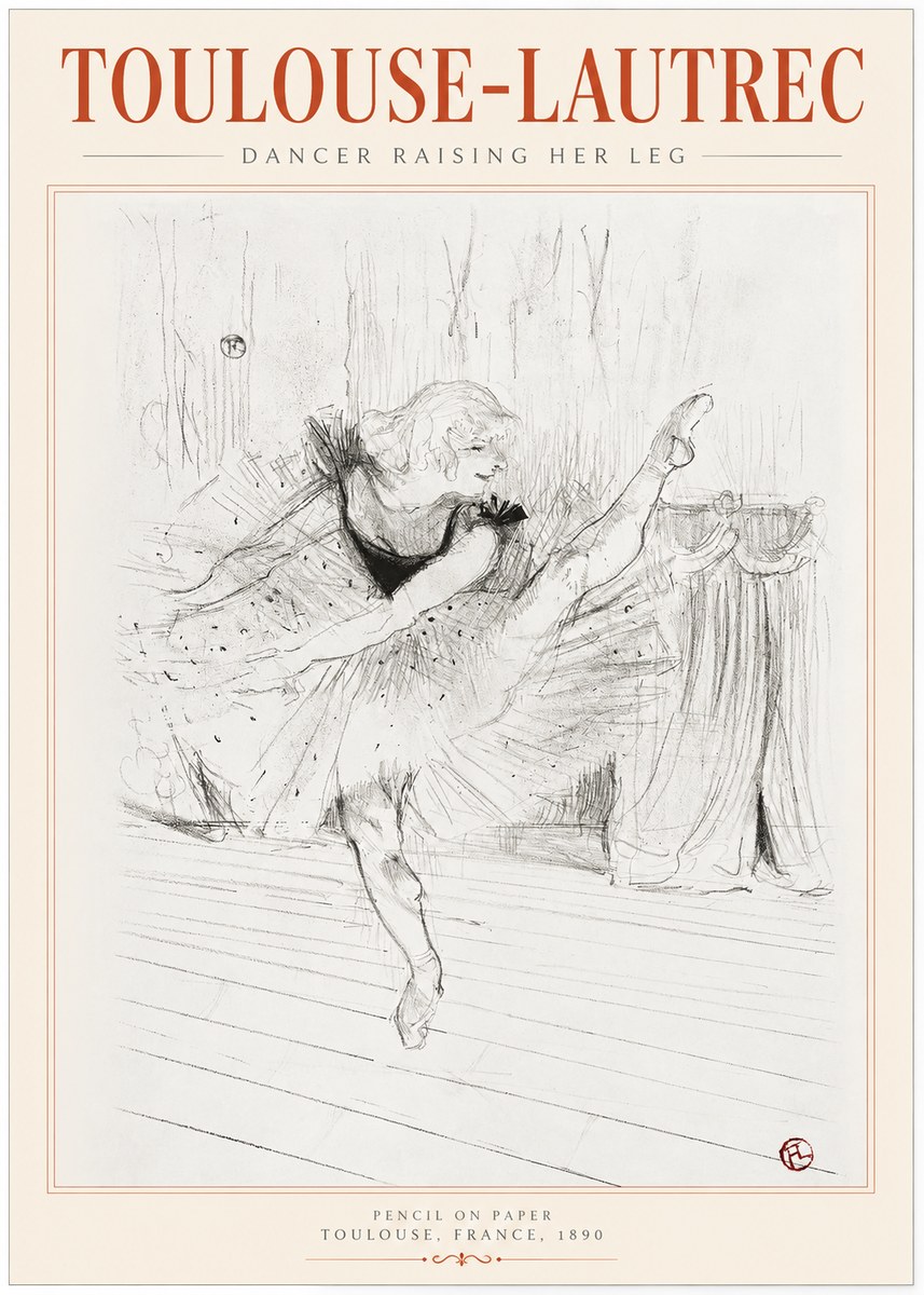 Toulouse-Lautrec Dancer Raising Her Leg No1 - Poster