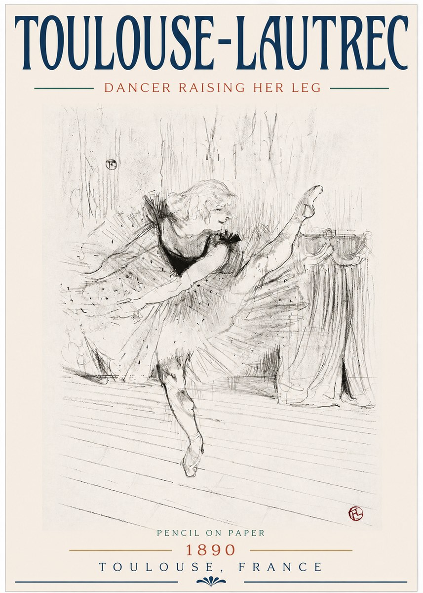 Toulouse-Lautrec Dancer Raising Her Leg No3 - Poster