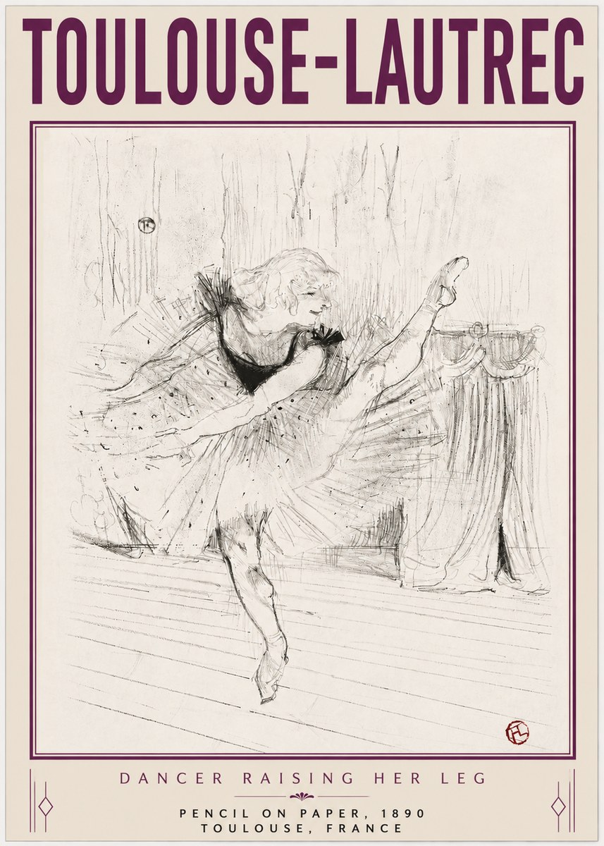 Toulouse-Lautrec Dancer Raising Her Leg No4 - Poster