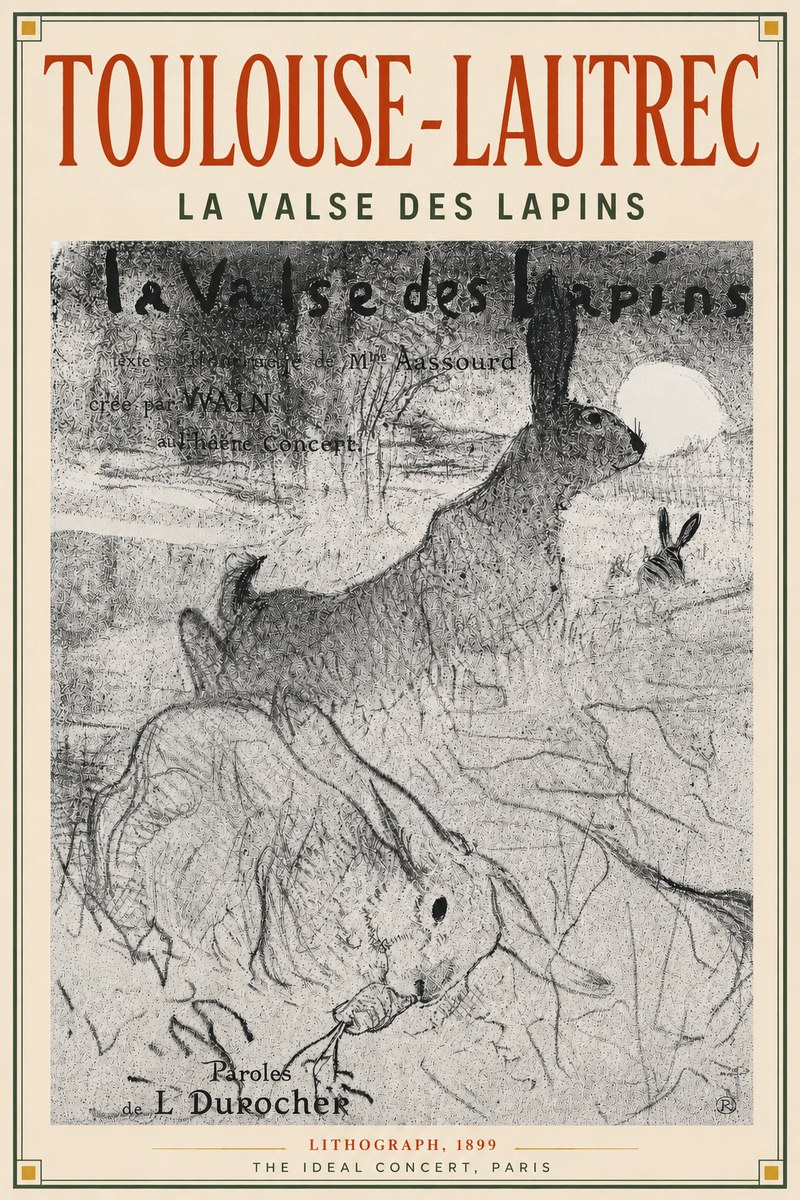 Toulouse-Lautrec La Valse Des Lapins No4 - Poster