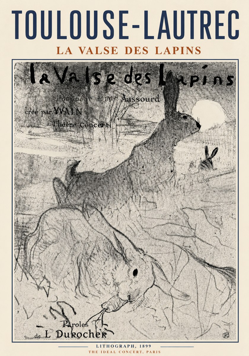 Toulouse-Lautrec La Valse Des Lapins No5 - Poster