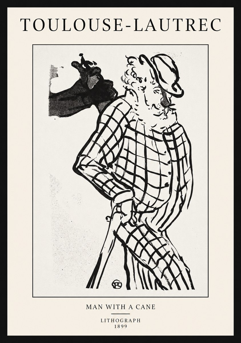Toulouse-Lautrec Man with a Cane No1 - Poster