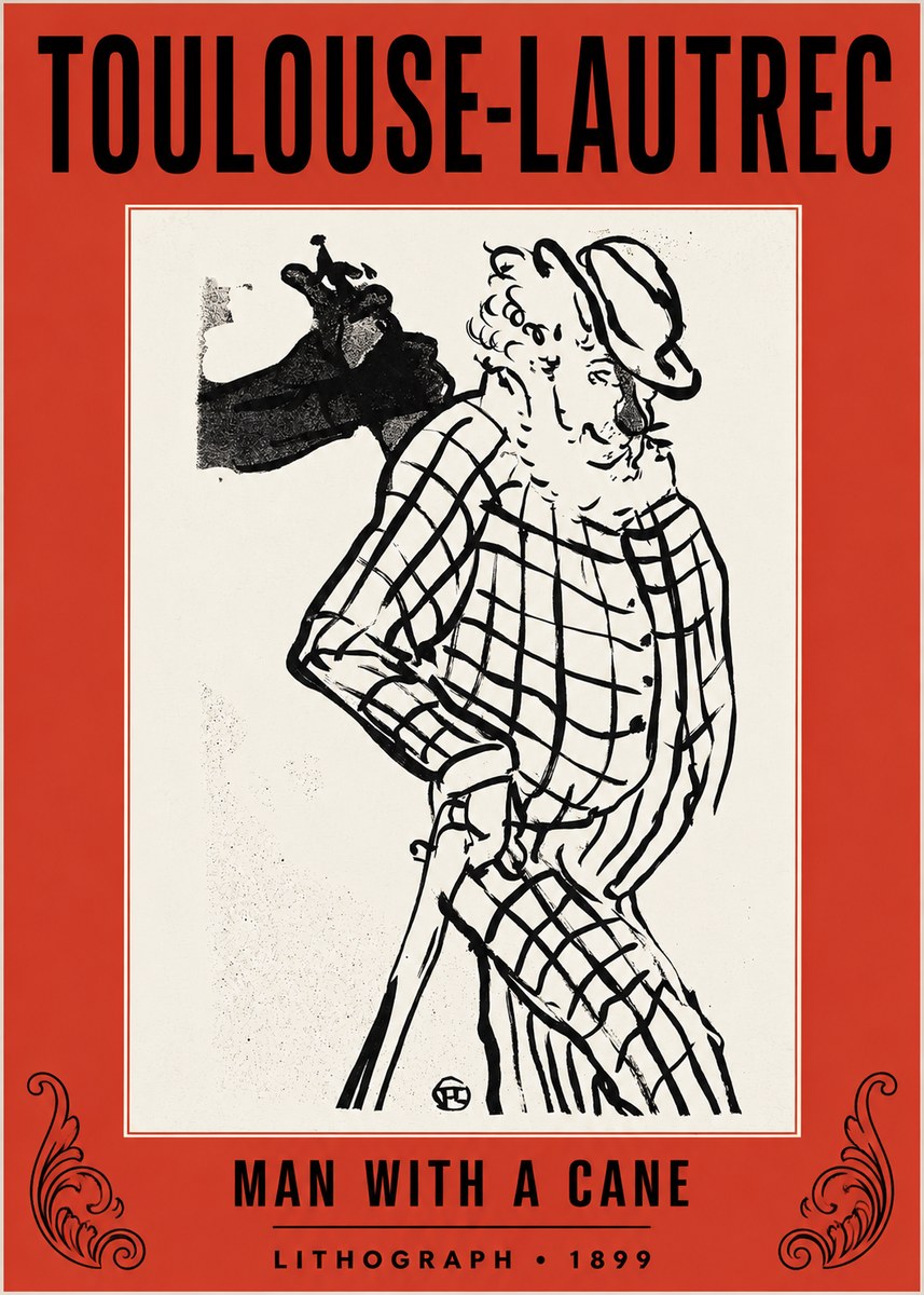 Toulouse-Lautrec Man with a Cane No2 - Poster