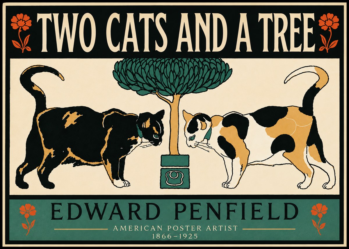 Edward Penfield Two Cats and a Tree No5 - Poster