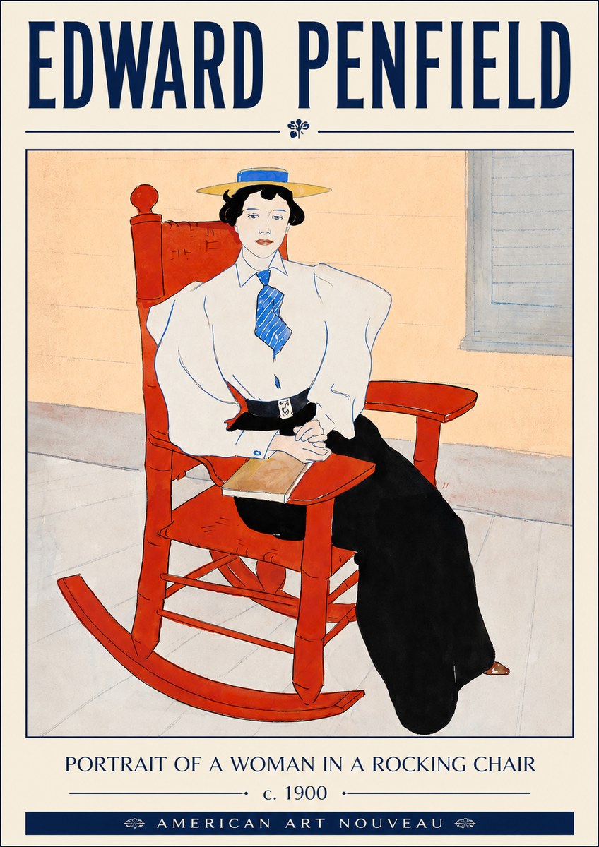 Edward Penfield Portrait of a Woman in a Rocking Chair No4 - Poster