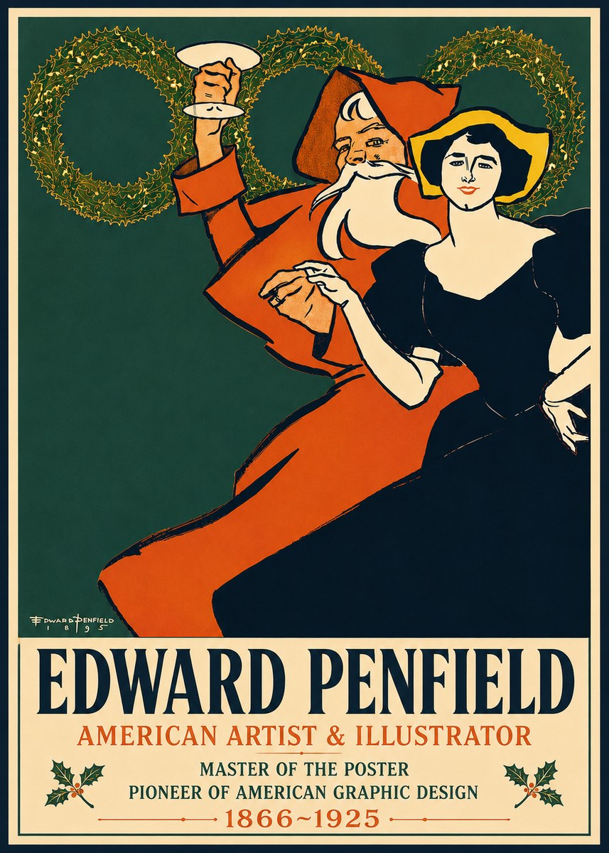 Edward Penfield Christmas. Cheer No5 - Poster