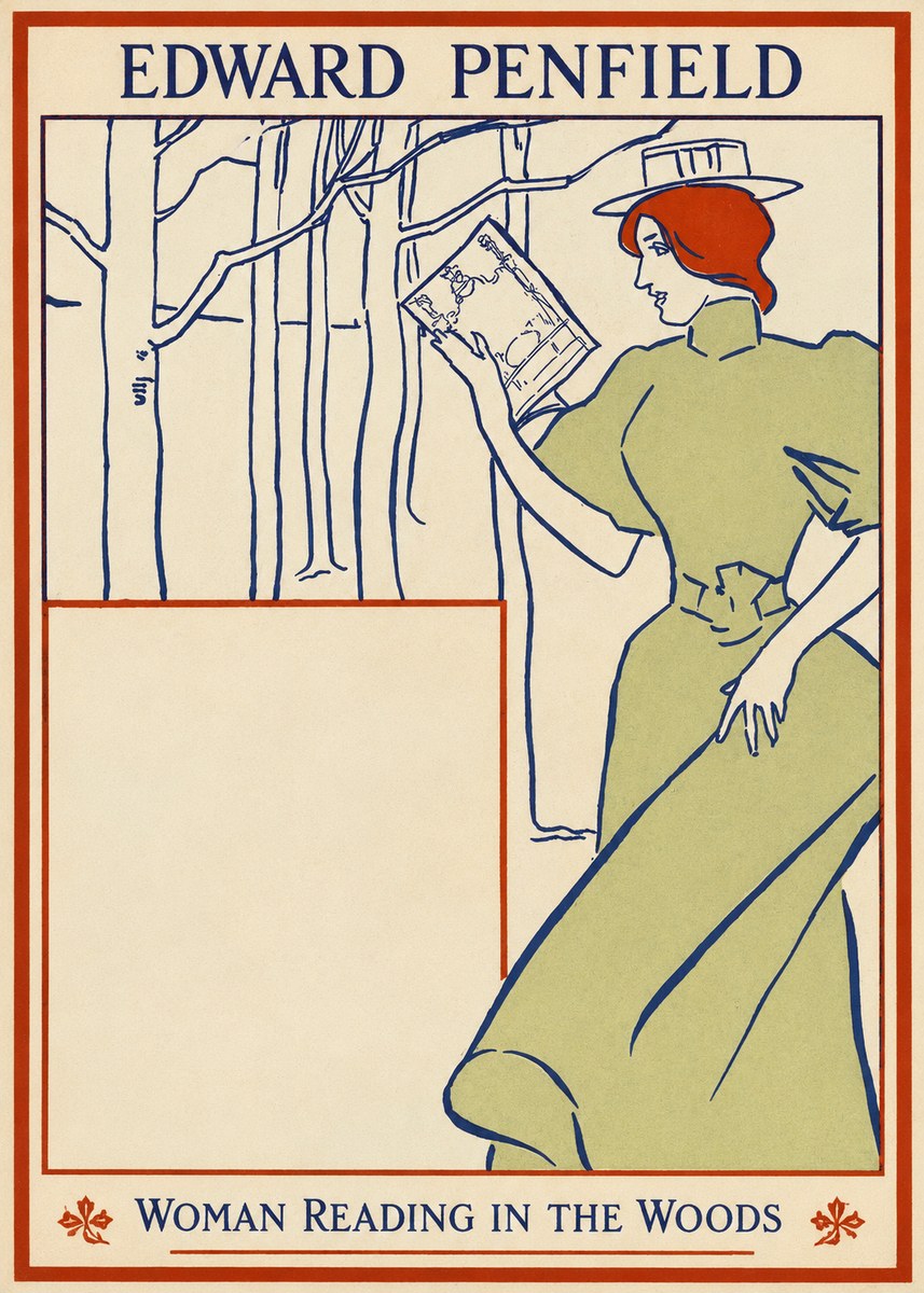 Edward Penfield Woman Reading in the Woods No1 - Poster