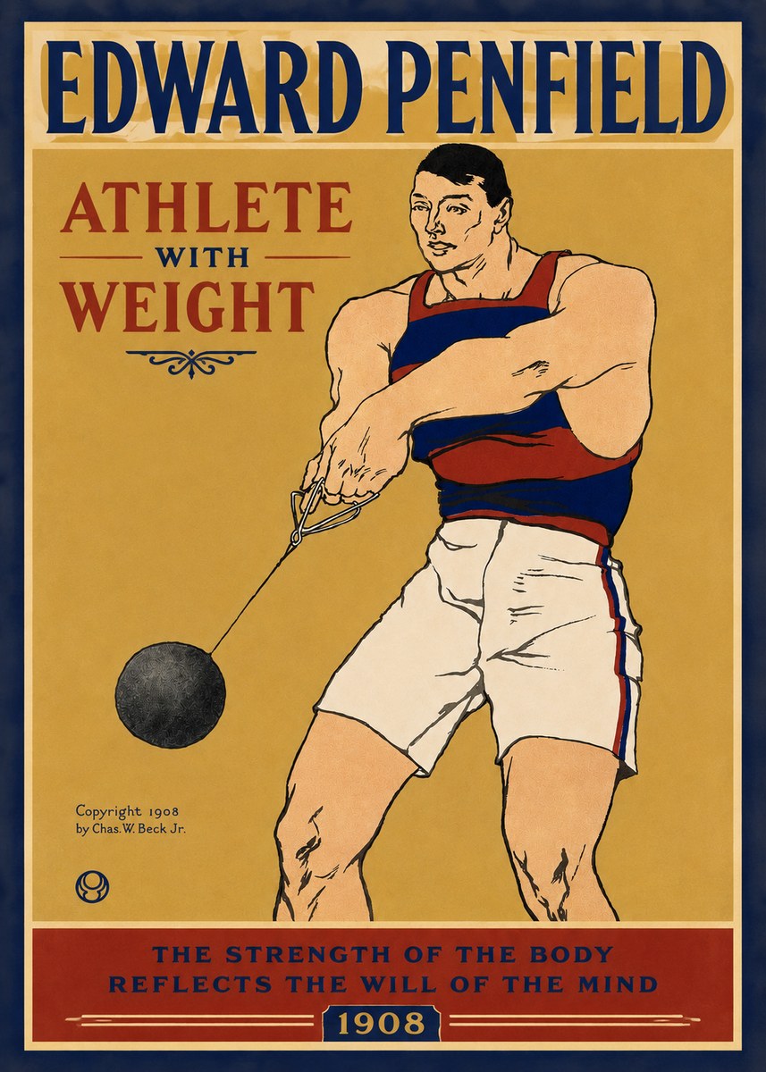Edward Penfield Athlete with Weight No3 - Poster