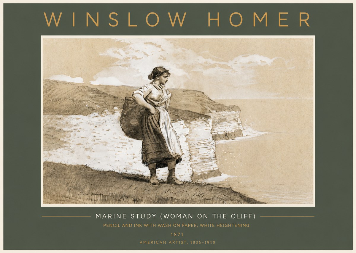 Winslow Homer Marine Study (Woman on the Cliff) No4 - Poster