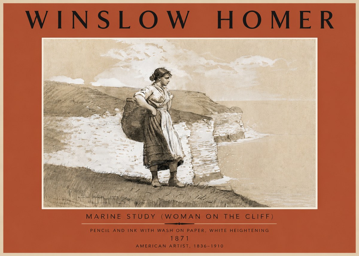 Winslow Homer Marine Study (Woman on the Cliff) No5 - Poster