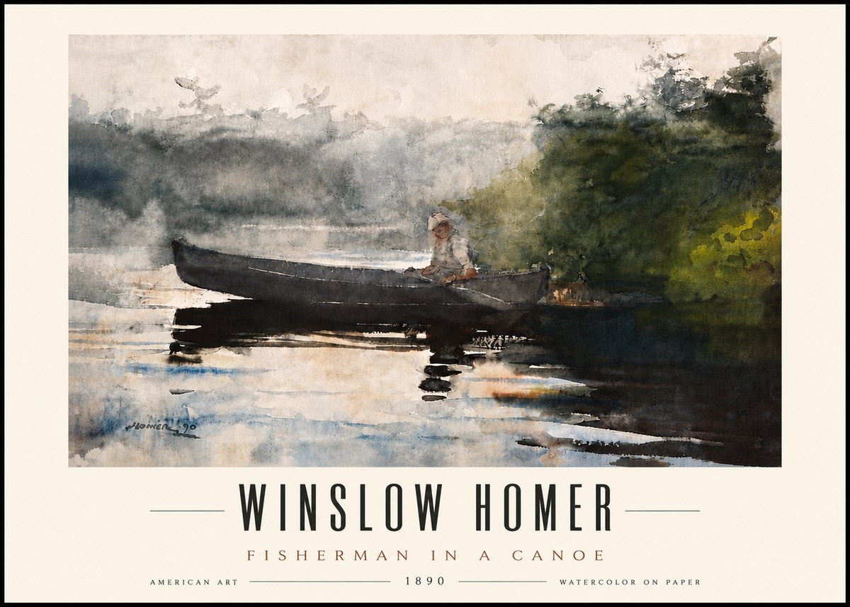 Winslow Homer Fisherman in a Canoe No5 - Poster
