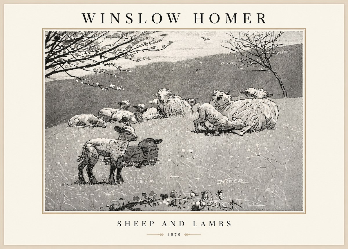 Winslow Homer Sheep and Lambs No1 - Poster