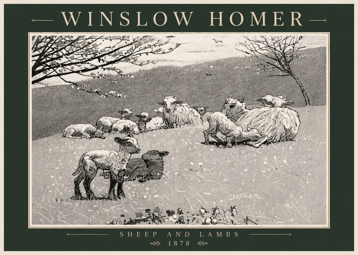 Winslow Homer Sheep and Lambs No6 - Poster