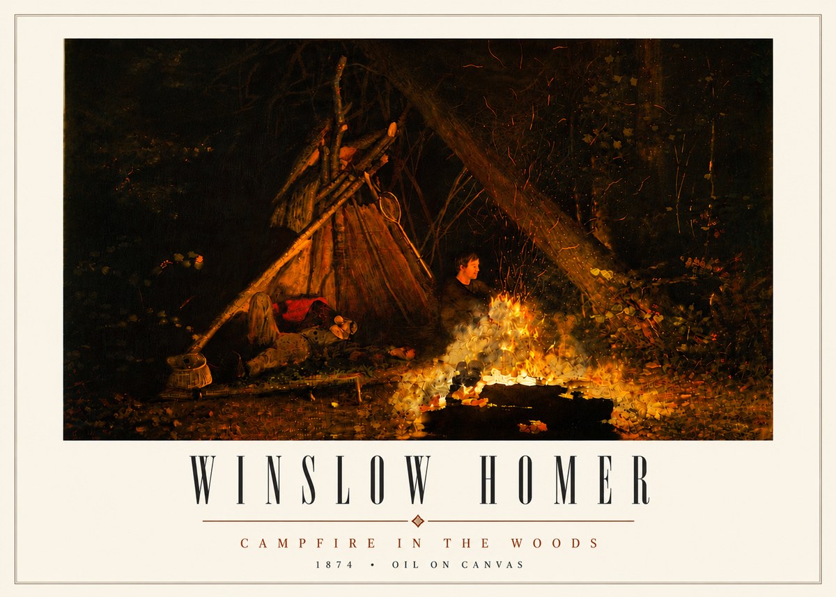 Winslow Homer Campfire in the Woods No5 - Poster