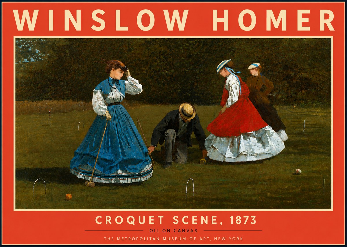 Winslow Homer Croquet Scene No6 - Poster