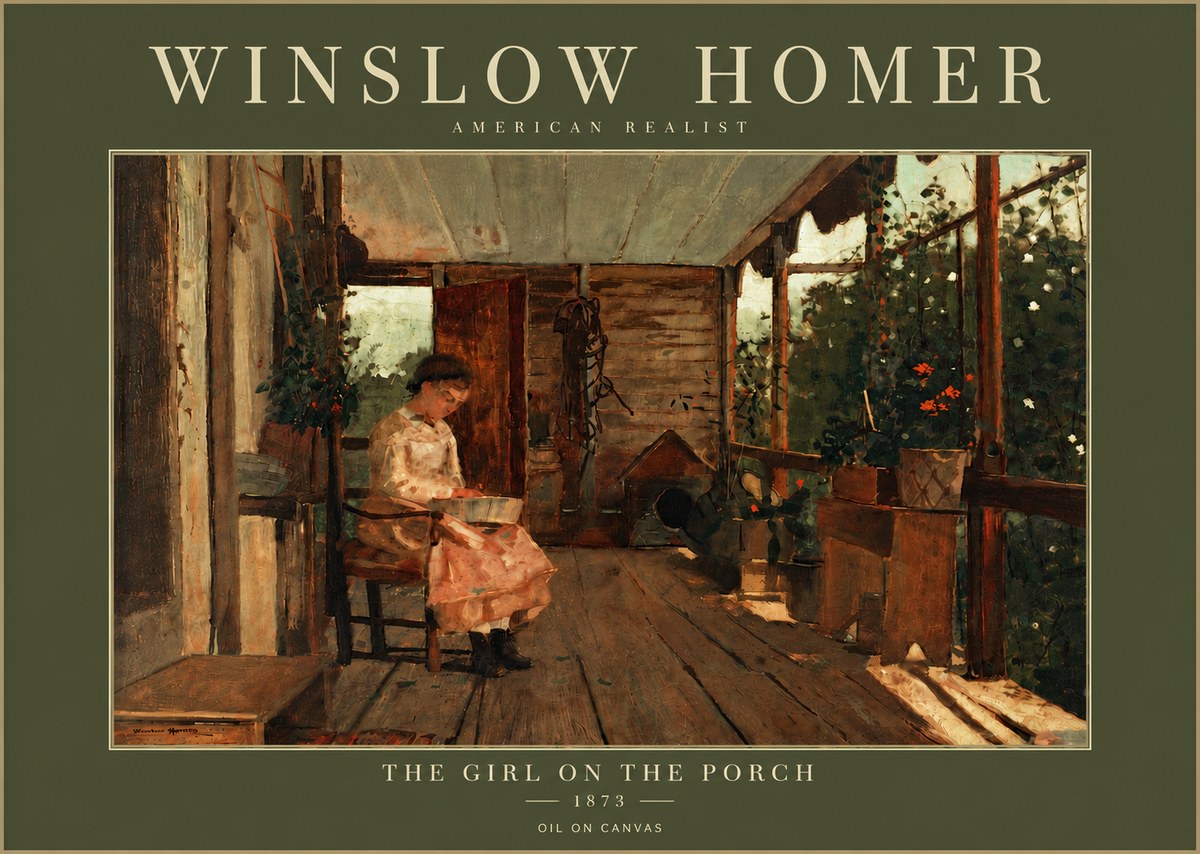 Winslow Homer The Girl on the Porch No5 - Poster