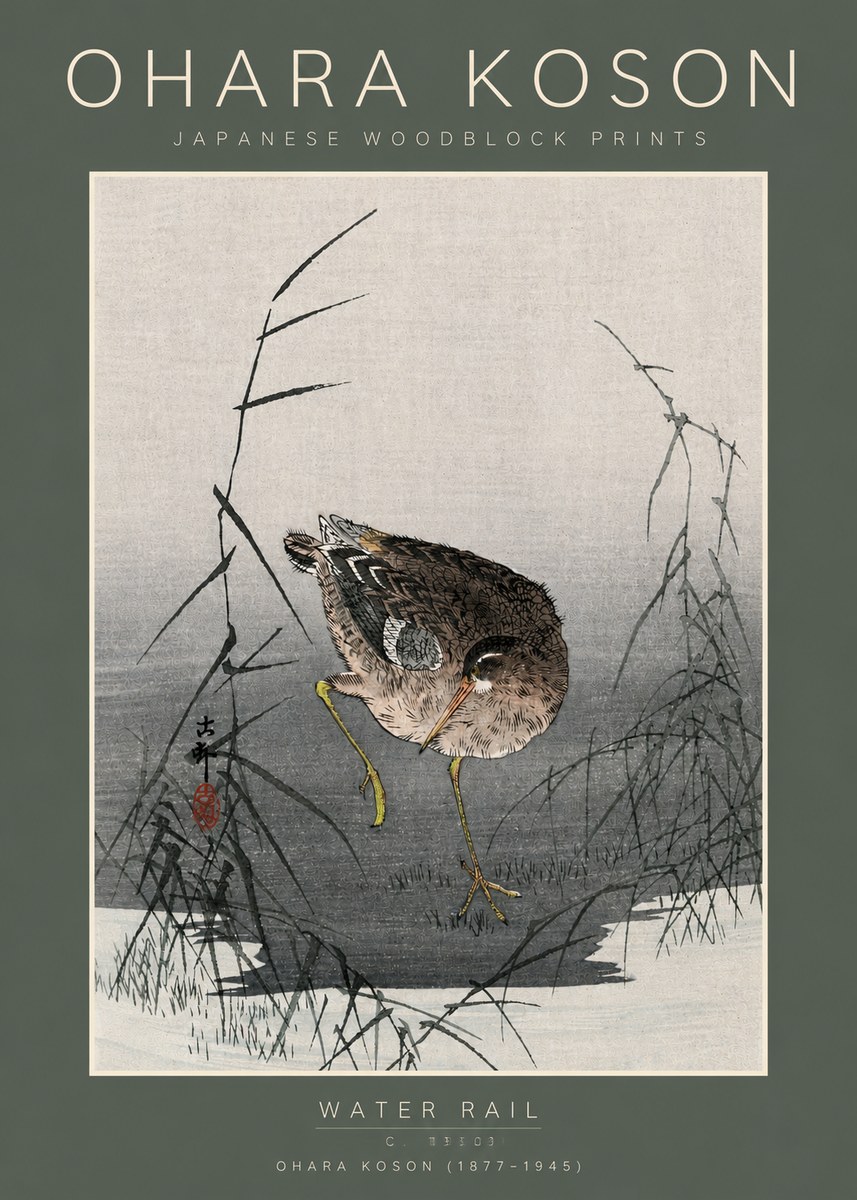 Ohara Koson Water Rail No5 - Poster