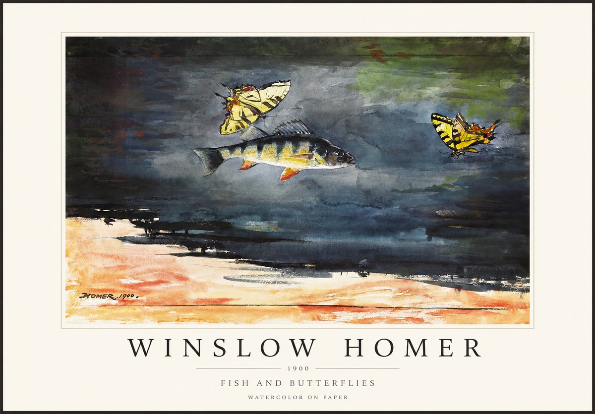 Winslow Homer Fish and Butterflies No1 - Poster