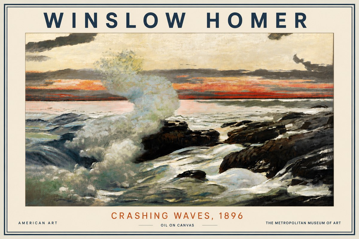 Winslow Homer Crashing Waves, 1896 No5 - Poster