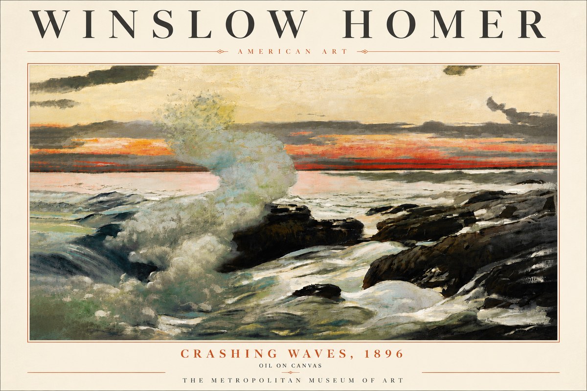 Winslow Homer Crashing Waves, 1896 No6 - Poster