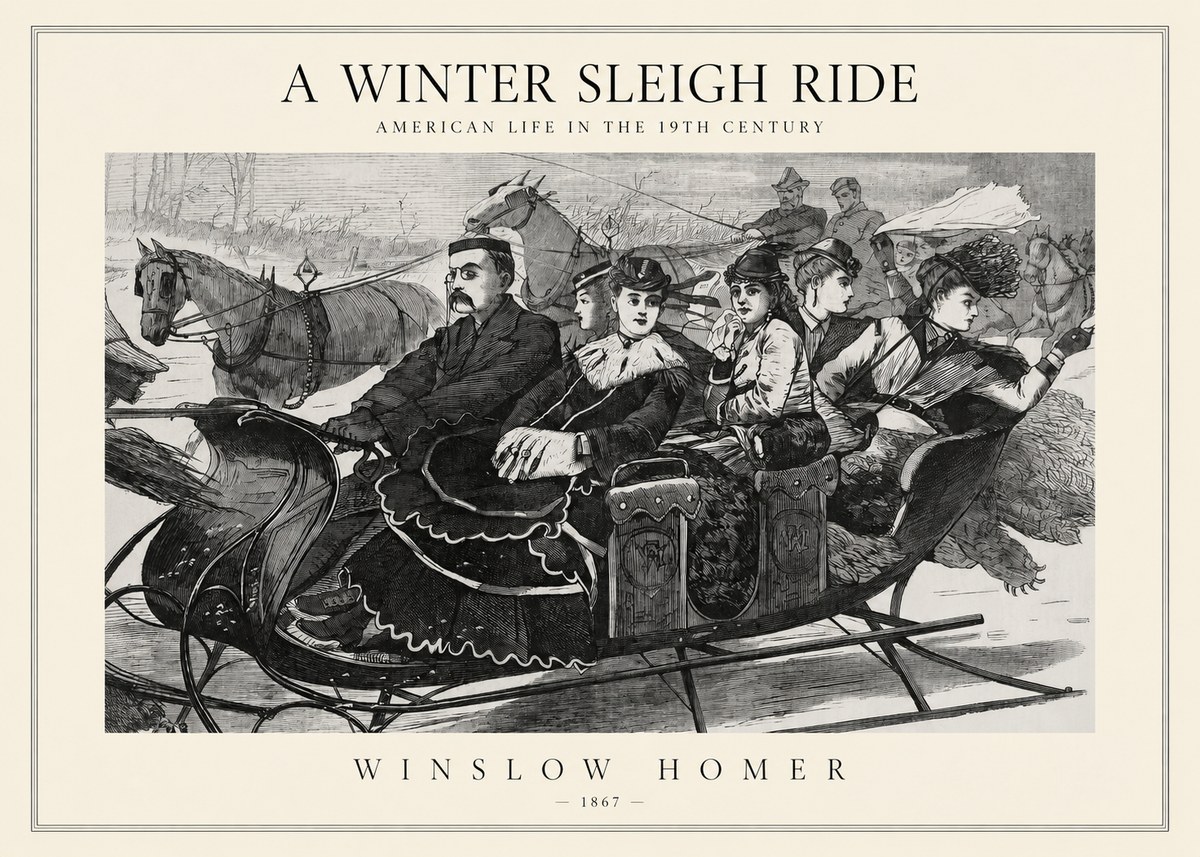 Winslow Homer A Winter Sleigh Ride - American Life in the 19Th Century No1 - Poster