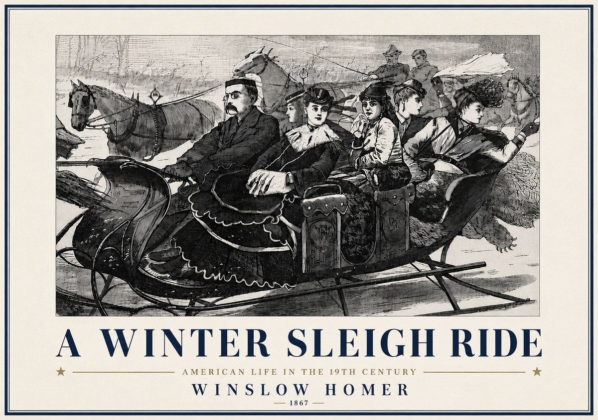 Winslow Homer A Winter Sleigh Ride - American Life in the 19Th Century No6 - Poster
