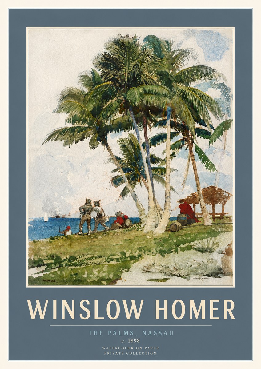 Winslow Homer The Palms, Nassau No3 - Poster