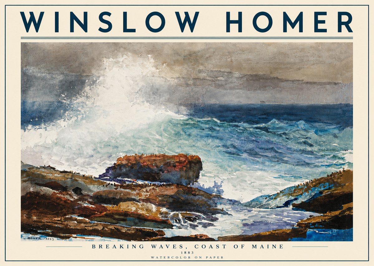 Winslow Homer Breaking Waves, Coast of Maine No3 - Poster