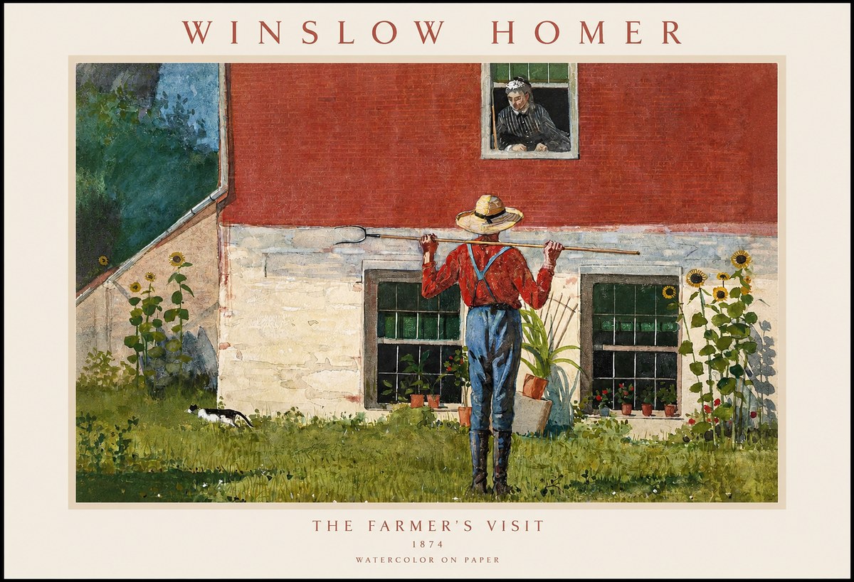 Winslow Homer Farmer with Hoe No2 - Poster